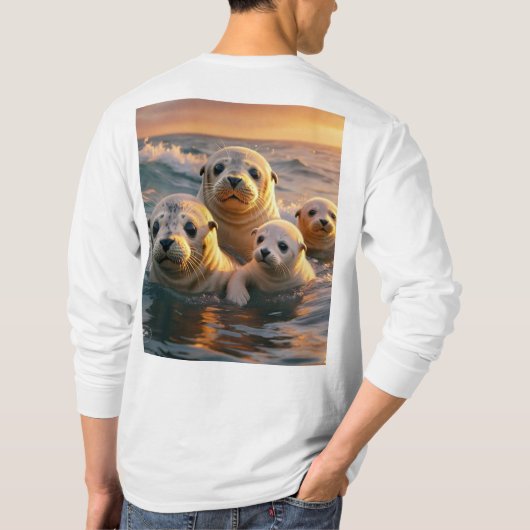 Serene Sunset Seals T-Shirt Design (Dos)