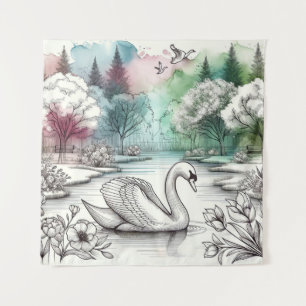 Serene Swan Lake Park 2 Wandkleed
