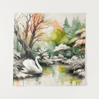 Serene Swan Lake Park Wandkleed