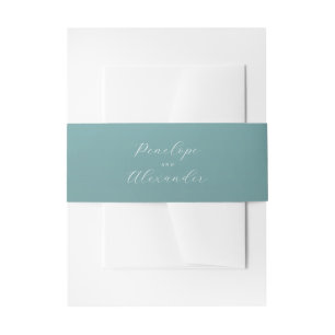 Serene Teal Calligrafie Uitnodigingen Wikkel