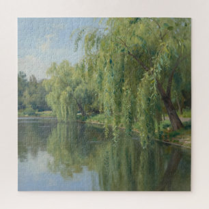 Serene treurwilg vijver landschap legpuzzel