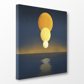 Serene Triple Moon Reflection Canvas Afdruk