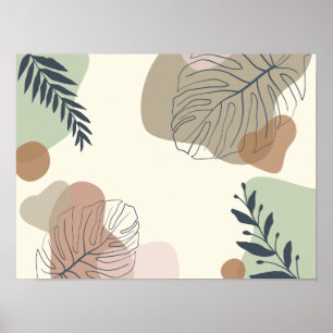 Serene Tropical Leaf Abstracte Kunst Poster
