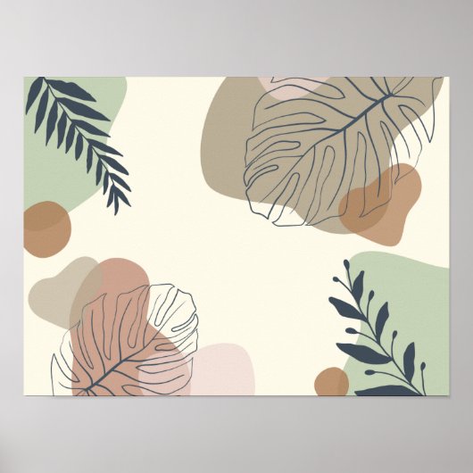 Serene Tropical Leaf Abstracte Kunst Poster (Voorkant)