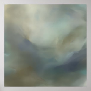 Serene Turquoise Blauwe Abstracte Golven Ethische Poster
