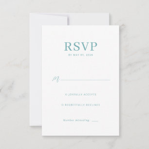 Serene Turquoise Minimalistische Lijnen RSVP Kaartje