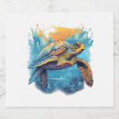 Serene Underwater Turtle Copy Sparkling Wijnetiket (Enkel label)