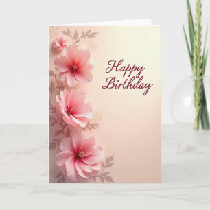 Serene Verjaardagsbloemencascadekaart Kaart