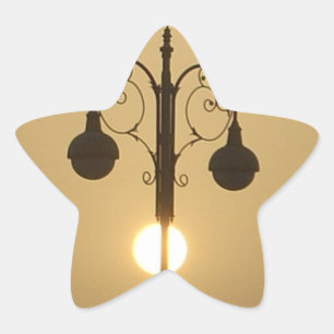 Serene Victoriaans  straatlamp Sunset Sky Ster Sticker
