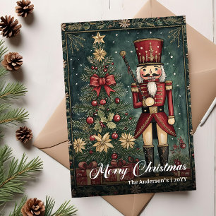 Serene vintage kerstboomkaart met handgemaakte uit feestdagenkaart