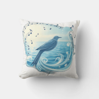 Serene vogel met muzieknoten kussen