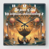 Serene Voyage: Boot drijft op water Vierkante Klok (Voorkant)