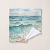 Serene Watercolor Beach Waves - Ocean Vibes (Gant de toilette)