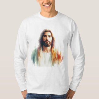 Serene Watercolor Jesus Christ Portrait - Spiritua T-shirt