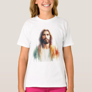 Serene Watercolor Jesus Christ Portrait - Spiritua T-shirt