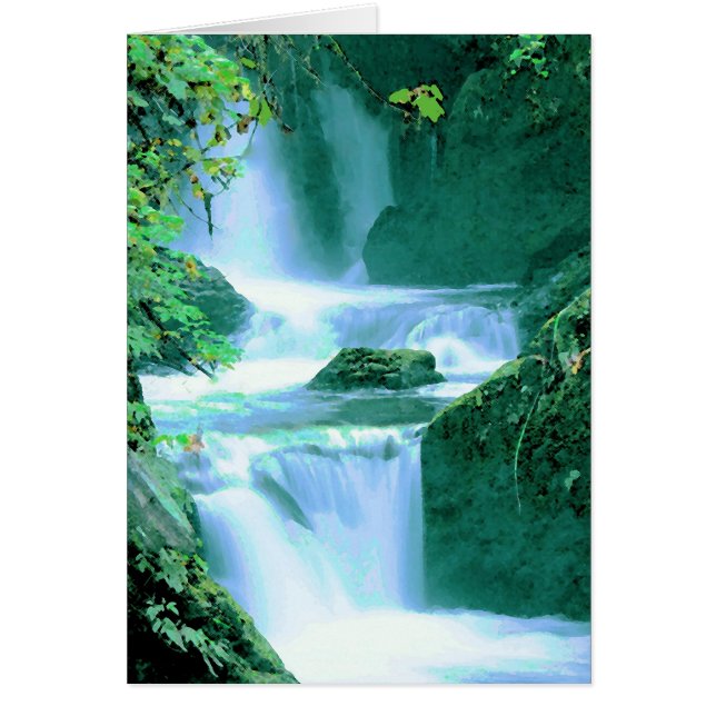 Serene Waterfall in Blue en Green (Voorkant)