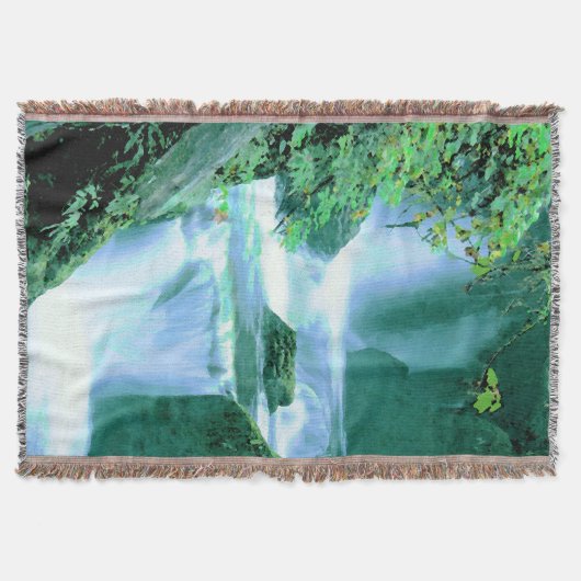 Serene Waterfall in Blue en Green Deken (Voorkant)