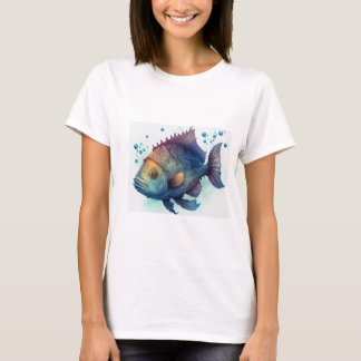Serene Waters: Artistic Fish Design Dames T-shirt