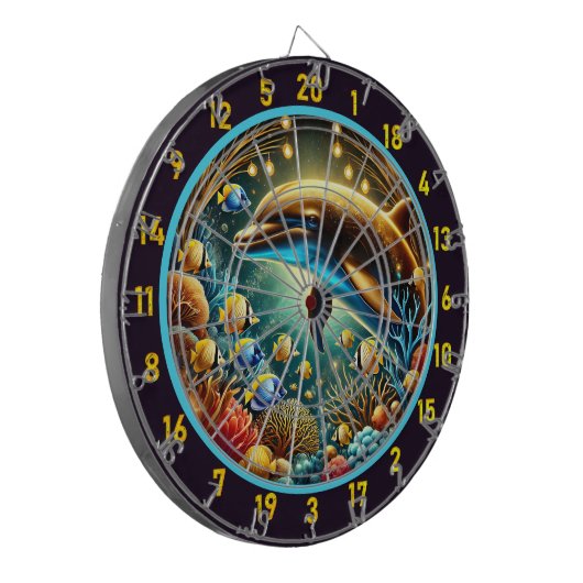 Serene Waters Dolfijn Dartboard Design Dartbord (Voorkant Links)