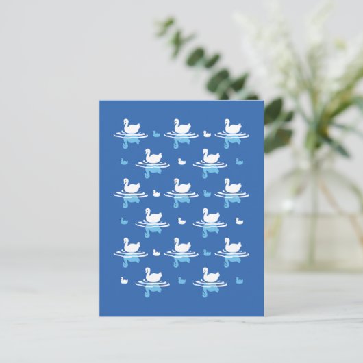 Serene Waters - Speels Swan Lake Pattern Design Briefkaart (Staand voorkant)