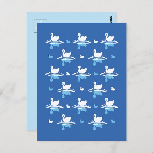 Serene Waters - Speels Swan Lake Pattern Design Briefkaart (Voorkant / Achterkant)
