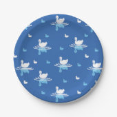 Serene Waters - Speels Swan Lake Pattern Design Papieren Bordje (Voorkant)