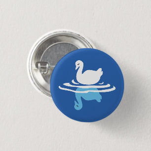 Serene Waters - Speels Swan Lake Pattern Design Ronde Button 3,2 Cm