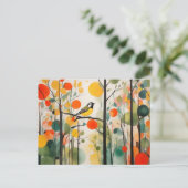 Serene Waterverf bosvogel in het voorjaar Briefkaart (Staand voorkant)