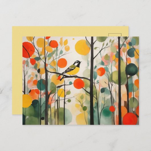 Serene Waterverf bosvogel in het voorjaar Briefkaart (Voorkant / Achterkant)