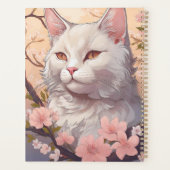 Serene White Cat Planner avec nom et année (Dos)