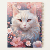 Serene White Cat Planner avec nom et monogramme (Dos)