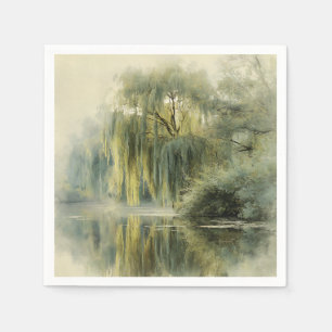 Serene Wilgenboom Reflectie Natuur Kunst (10) Servet