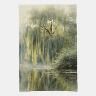Serene Wilgenboom Reflectie Natuur Kunst (10) Theedoek