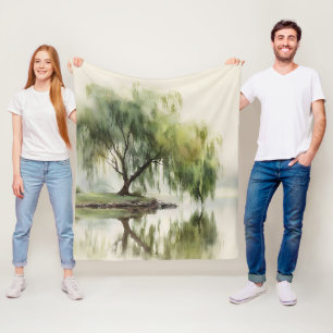 Serene Wilgenboom Reflectie Natuur Kunst (12) Fleece Deken