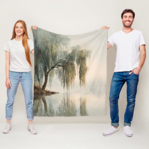 Serene Wilgenboom Reflectie Natuur Kunst (13) Fleece Deken