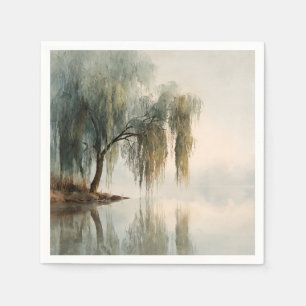 Serene Wilgenboom Reflectie Natuur Kunst (13) Servet