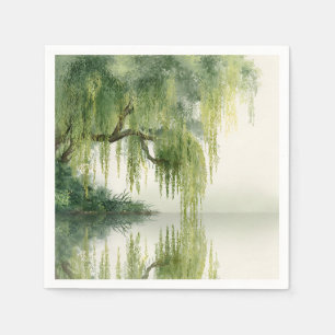 Serene Wilgenboom Reflectie Natuur Kunst (14) Servet