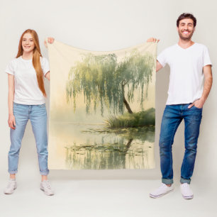 Serene Wilgenboom Reflectie Natuur Kunst (1) Fleece Deken