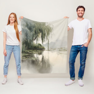 Serene Wilgenboom Reflectie Natuur Kunst (2) Fleece Deken