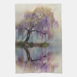 Serene Wilgenboom Reflectie Natuur Kunst (6) Theedoek
