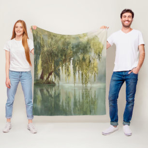 Serene Wilgenboom Reflectie Natuur Kunst (8) Fleece Deken