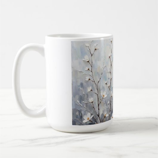 Serene Winter Blossoms Abstract Coffee Mug  (Gauche)