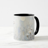 Serene Winter Blossoms Abstract Coffee Mug Black  (Devant droit)