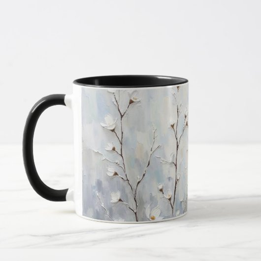 Serene Winter Blossoms Abstract Coffee Mug Black  Mok (Links)