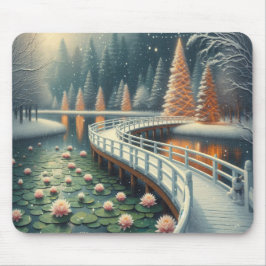 Serene Winter Kerst Scene op een dikke computer Muismat