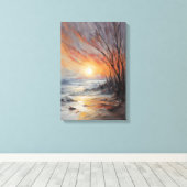 Serene Winter Sunset - Natuur Landschapskunst Canvas Afdruk (Insitu (Houten vloer))