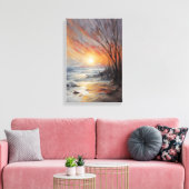 Serene Winter Sunset - Natuur Landschapskunst Canvas Afdruk (Insitu (Woonkamer))