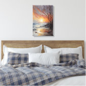 Serene Winter Sunset - Natuur Landschapskunst Canvas Afdruk (Insitu (Slaapkamer))