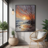 Serene Winter Sunset - Natuur Landschapskunst Perfect Poster