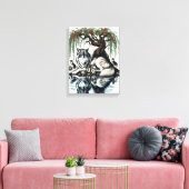 Serene Wolf Familie Oase in Idyllische Natuur 12x1 Canvas Afdruk (Insitu (Woonkamer))